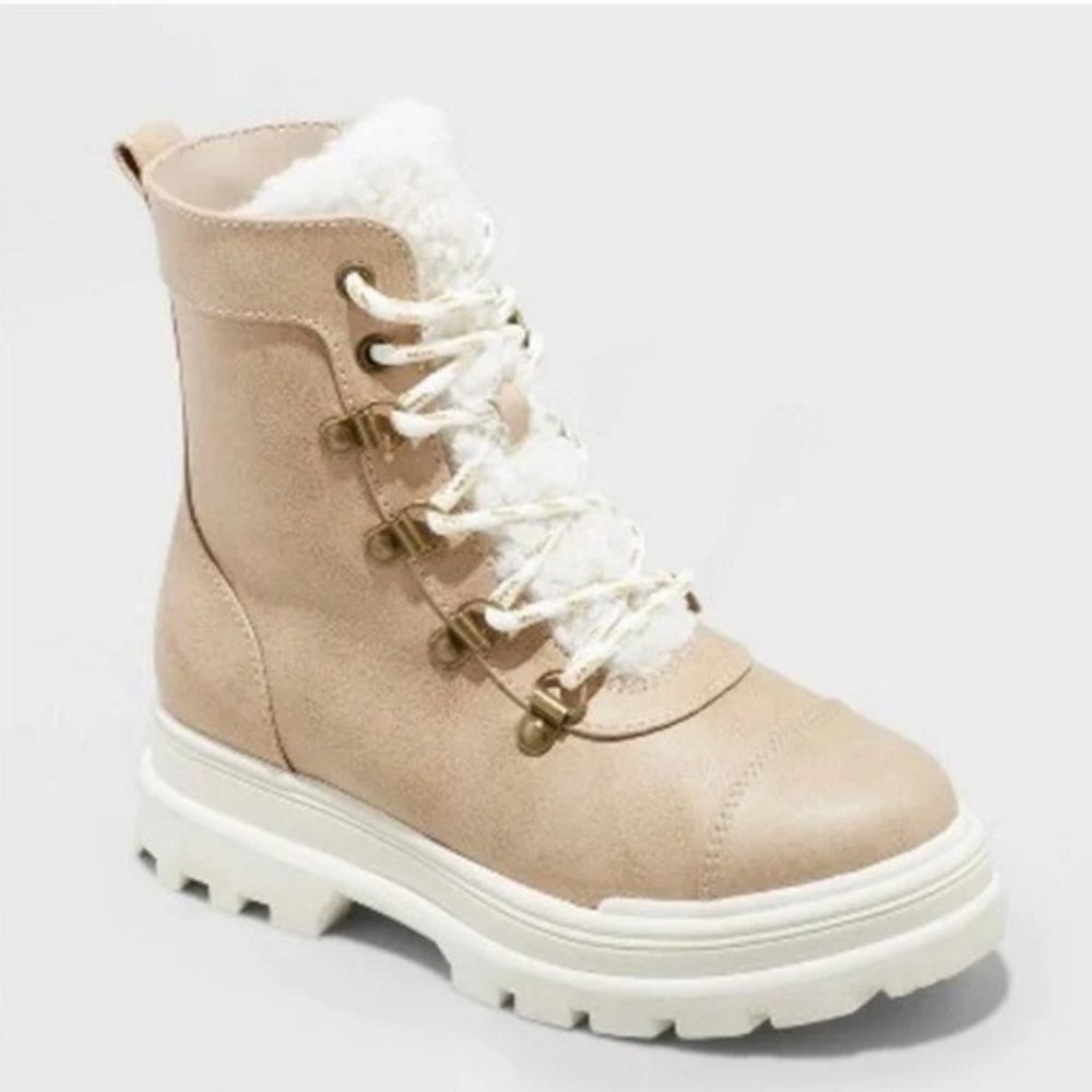 Art Class - Willa Zipper Lace-Up Combat Shearling Style Boots